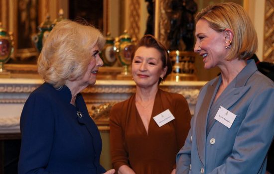 Cate Blanchett at Buckingham Palace Reception for National Theatre; Black Bag TV Spots